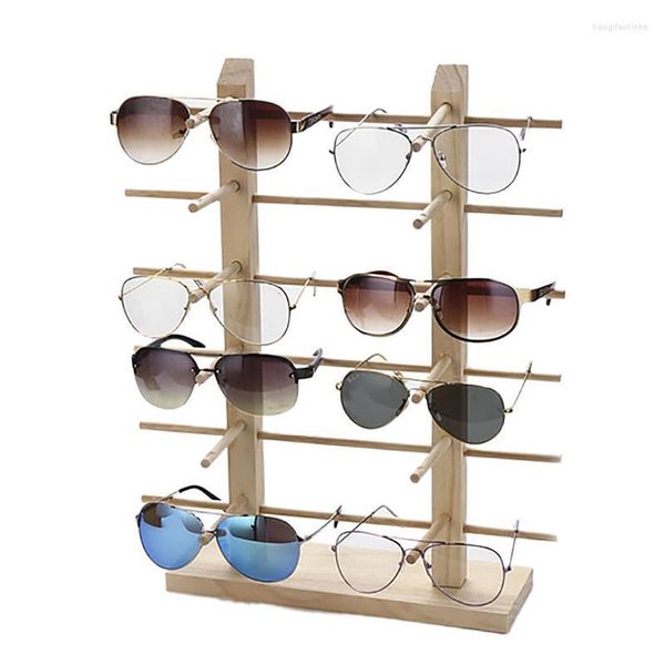 Pochettes à bijoux, étagère à cadre de lunettes, multi-couches, présentoir de lunettes de soleil en bois, support pour paires, rangement en vitrine