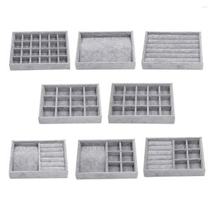 Sieradenzakken grijs fluweel stapelbare display lade case voor sieraden s mode draagbare organizer doos