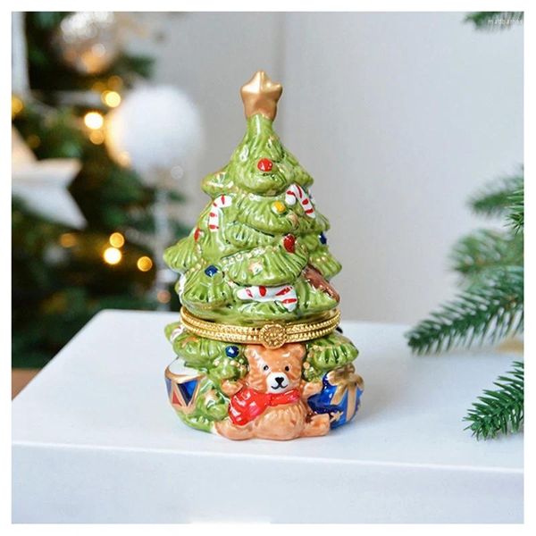 Bolsas de joyería Caja de baratija verde Adornos Árbol de Navidad Soporte de anillo Organizador Exhibición para encantos de Navidad Pendientes Durable