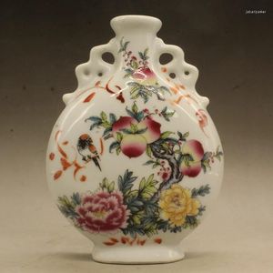 Bolsas de joyería Guangxu Pastel Cumpleaños Melocotón Cinta Botella plana Adornos de porcelana antiguos para hacer viejo Organizador de Joyas