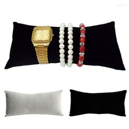 Bijoux Pochettes H9ED Mode Montres Bracelets Bracelets Affichage Oreiller Coussins Pour Présentoirs Boîte Vitrine Velet Gris Noir