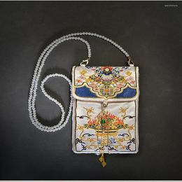 Pochettes à bijoux Hanfu sac à main Double sac brodé sac à main rétro Style chinois fée perle chaîne carré quotidien polyvalent 251j