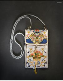 Sieraden Zakjes Hanfu Handtas Dubbele Geborduurde Tas Portemonnee Retro Chinese Stijl Fairy Parel Ketting Vierkant Dagelijks Veelzijdig