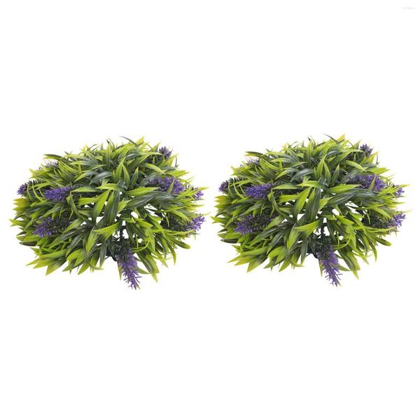 Bolsas de joyería Colgando Topiary Ball Lavanda Artificial Garden Flower Plant Decor Basket 25Cm