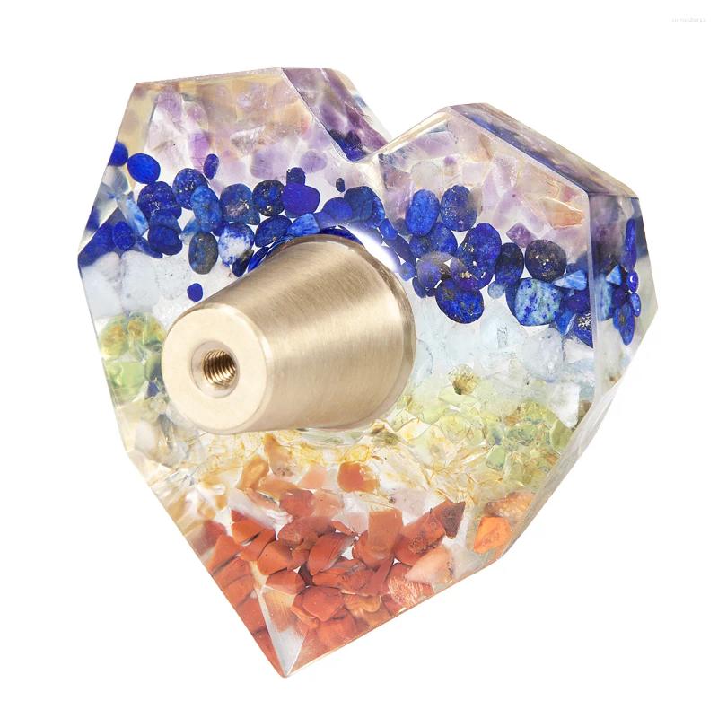 Bolsas de jóias forma de coração resina facetada caída gaveta de quartzo puxar botões com parafusos alças para armário de cozinha guarda-roupa