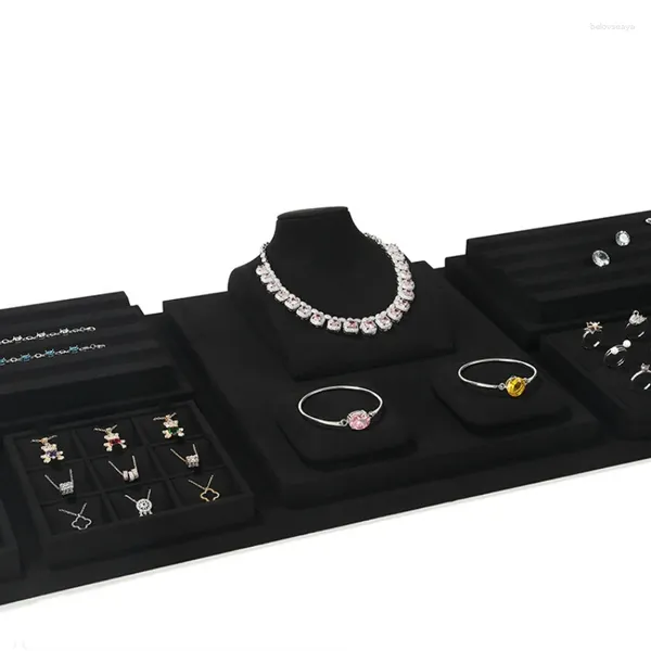 Pochettes à bijoux, accessoires d'exposition haut de gamme, colliers de luxe légers, bagues, boucles d'oreilles, support de comptoir de magasin