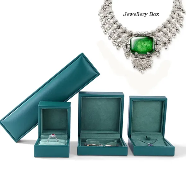 Bolsas de joyería de alta calidad verde PU pulsera de cuero brazalete anillo collar caja de regalo organizador escaparate caja de almacenamiento para mujeres niñas