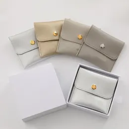 Pochettes à bijoux en simili cuir, sac en PU 8 8cm, boucle de rangement, collier, bague, porte-bracelet, organisateur, emballage de pochette