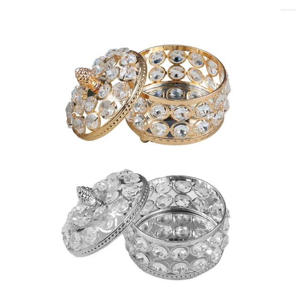 Pochettes à bijoux boîte de rangement en fer élégant couleur unie miroir verre strass exquis remplacement Bracelet vitrine