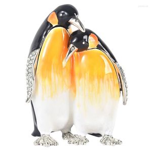 Estuches para joyas J60E Penguin Trinket Box Pintado a mano Ear Rings Contenedor coleccionable