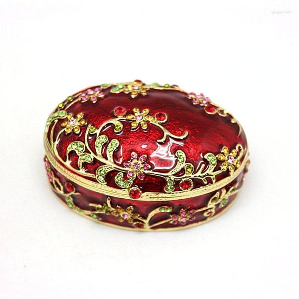 Pochettes à bijoux bibelots japonais et coréens émail couleur métal ovale boîte de rangement créatif ménage