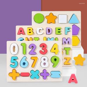 Bolsas de joyería Niños Rompecabezas de madera Juguetes Números 0-9 Letras en inglés Forma Aprendizaje temprano educativo para niños