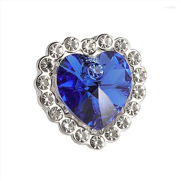 Pochettes à bijoux Dames Broche Et Épingle Coeur Bleu Pour Mariage Corsage Anniversaire Cadeau De Noël