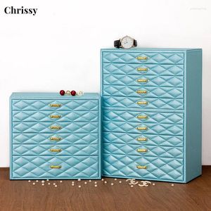 Pochettes à bijoux, grande boîte en bois, armoire cadeau à 6 niveaux, utilisée pour les boucles d'oreilles, bagues, colliers, Bracelets, montres, lunettes