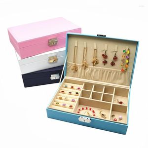 Pochettes à bijoux boîte en cuir princesse européenne coréenne main en bois boucles d'oreilles stockage