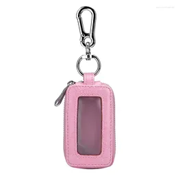 Sieraden zakjes lederen thuisauto sleutel kast dubbele pocket zipper mini portemonnee mannen en vrouwen sleutelhanger transparant