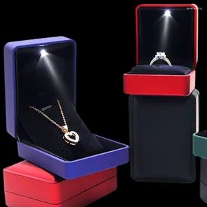 Sieradenzakjes LED Box Ringen Met Licht Engagement Bruiloft Case Dozen Hanger Oorbel Display Opslag Sieraden Cadeau