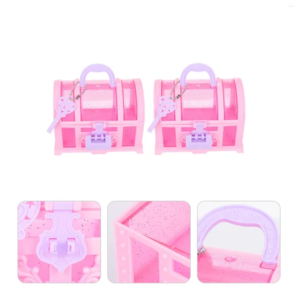 Jielry Soches Little Girl Girls Toys 2pcs Toy Princess KeepSake Treasure Chest Makeup Case Organipteur Fierter Play