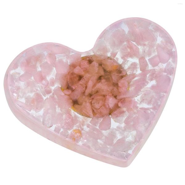 Pochettes à bijoux Boutons de tiroir en pierre de cristal en forme de coeur avec vis Poignées en résine de quartz dégringolée pour décor d'armoire de commode