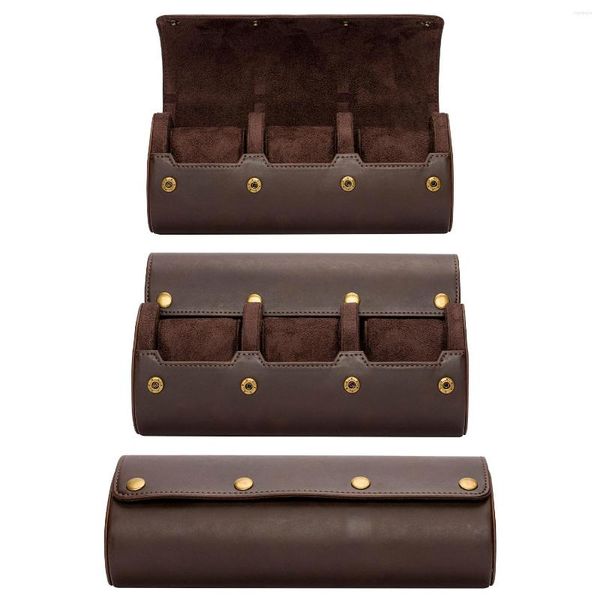 Pochettes à bijoux montre de luxe boîte à rouleaux 3 fentes porte-étui en cuir pour hommes femmes montres organisateur affichage Bracelet stockage de cadeaux