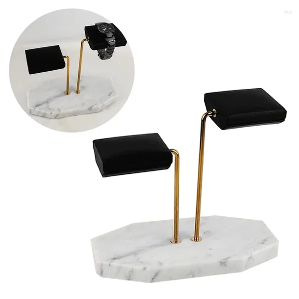 Bijoux Sachets en marbre base en or de support de support Watch stand discus