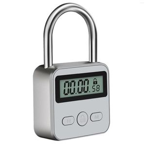Jewelry Pouches Metal Timer Lock LCD Display Multi-Function Electronic Time 99 Hours Max Timing USB Rechargeable Padlock Silver