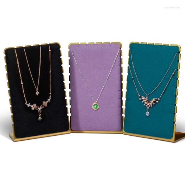 Pochettes à bijoux en métal velours collier panneau d'affichage femmes organisateur pendentif spectacle étagère longue chaîne stockage conception bijoux accessoire