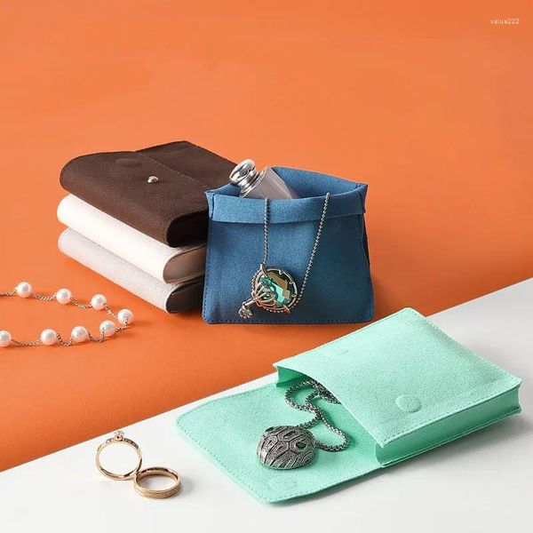 Bolsas de joyería Bolsa de terciopelo de microfibra Almacenamiento con imán Bolsa de regalo de boda portátil Collar Anillo Pendiente Pulsera Bolsa de almacenamiento