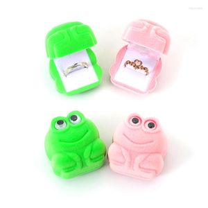 Pochettes à bijoux Mini boîte à bagues en velours créatif étui en forme de grenouille présentoir de boucle d'oreille pour proposition de mariage cadeau d'anniversaire de fiançailles