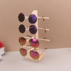 Sieraden zakjes meerdere lagen houten zonnebril display rack plank bril Show standhouder voor paren glazen showcase wf