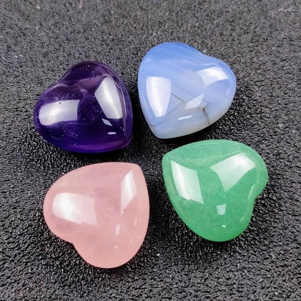 Sachets de bijoux Amethyst rose rose Crystal Aventurine Jade Love Heart Blue Agate Peach en forme d'ornements en pierre de souhait