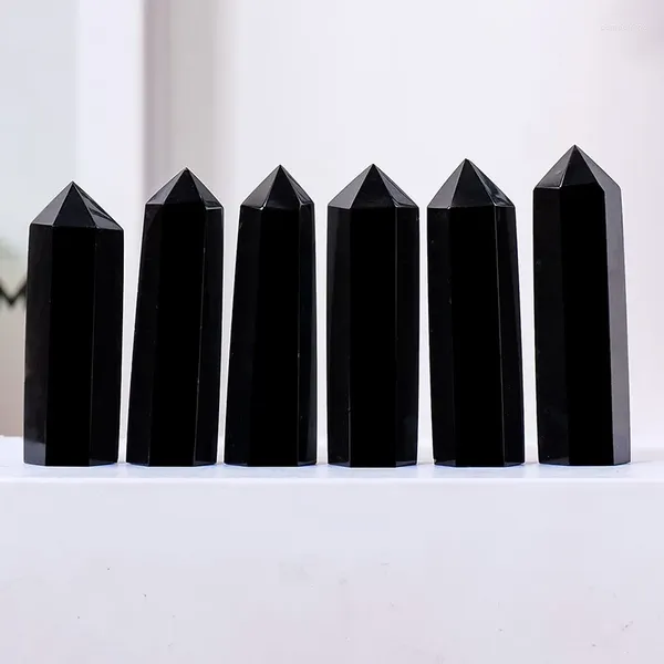 Bolsas de joyería Cristal natural Turmalina negra Torre de punto Piedra original Energía pulida Prisma hexagonal Escritorio de oficina Hogar Feng Shui