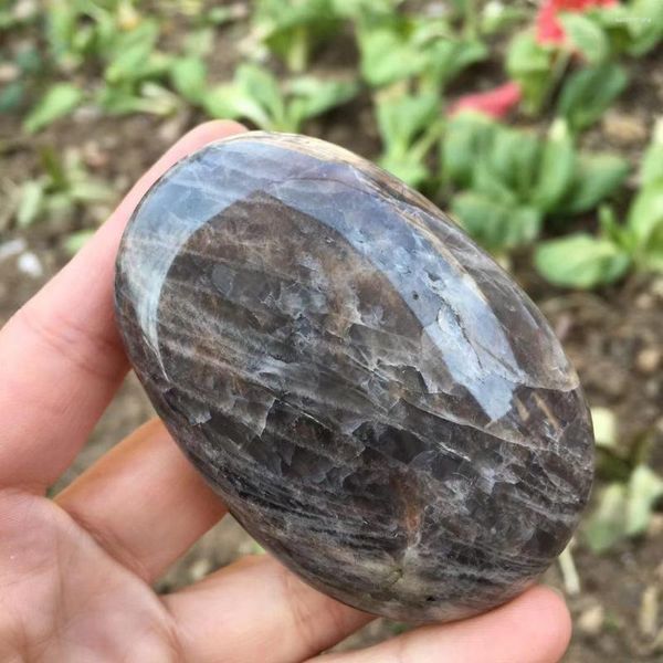 Bolsas de joyería Natural Gris Luz de luna Piedra de luna Jugando Terapia de mano negra Palma Pedicura Pulido al por mayor