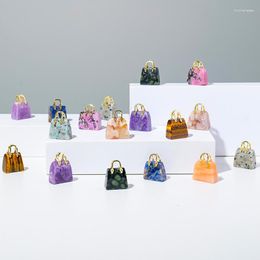 Bijoux Pochettes Naturel Mini Pierres Précieuses Sac À Main Pendentifs Guérison Cristal Sculpté Sac Modèle Pour Femmes Quartz Figurine Décor À La Maison Cadeaux