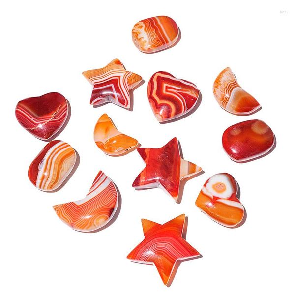 Sieraden Zakjes Natuursteen Sardonyx Gestreepte Agaat Carving Ster Maan Elliptisch Geluk Edelsteen Body Heathy Gift