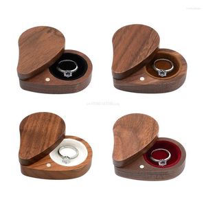 Boîtes à anneau en bois naturel cadeau de bijou