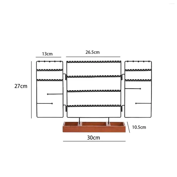 Organisateur de pochettes à bijoux, plateau multi-niveaux avec Base en bois, support suspendu en métal pour colliers, bagues, comptoir de magasin, table