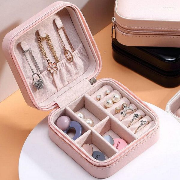 Bijoux pochettes organisateur voyage vitrine Portable boîte collier médaillon cuir stockage boucle d'oreille porte-anneau