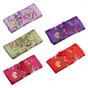 Bijoux Sachets Oriental Silk Jewellery Roll Wrap Rangement de voyage pour CAS