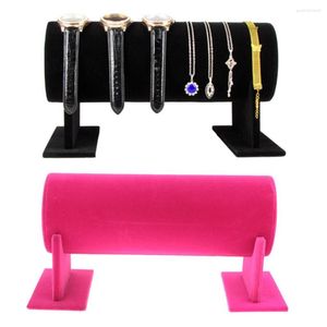 Bolsas de joyería Phenovo 2 piezas Velvet T-Bar Headband Holder Retail Shop Display Stand Rack para pulseras Collares Tobilleras Relojes