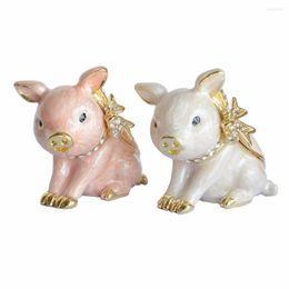 Pochettes à bijoux cochon Animal bibelots boîtes en étain à collectionner porte-anneau Figurine décoration de la maison cadeaux