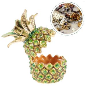 Pochettes à bijoux en forme d'ananas, décorations de boîte en émail, porte-anneau rétro pour femmes, alliage de cristal, cadeau de fête Miss Vintage