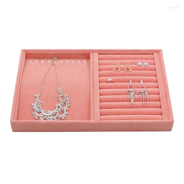 Bolsas para joyas, bandeja de almacenamiento rosa, anillos, collares, pendientes, pulseras, organizador de joyas, estuche protector de exhibición, contenedor que muestra