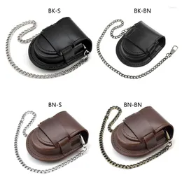 Bijoux Sachets Pocket Watch Cuir Cuir avec Chain Vintage Protector porteuse