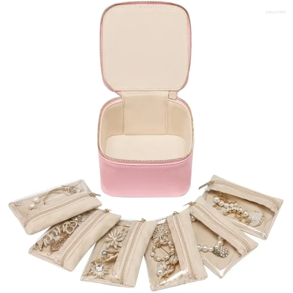 Sachets de bijoux Case portable avec 6 compartiments Small Box Box élégant Jewelry Elegant Gift For Women