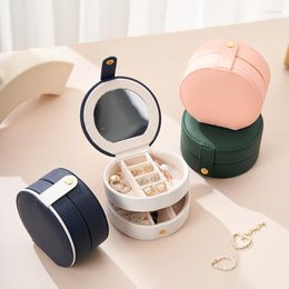 Pochettes à bijoux boîte de rangement Portable organisateur de voyage étui artisanal boucles d'oreilles en cuir multicouche collier anneau affichage emballage