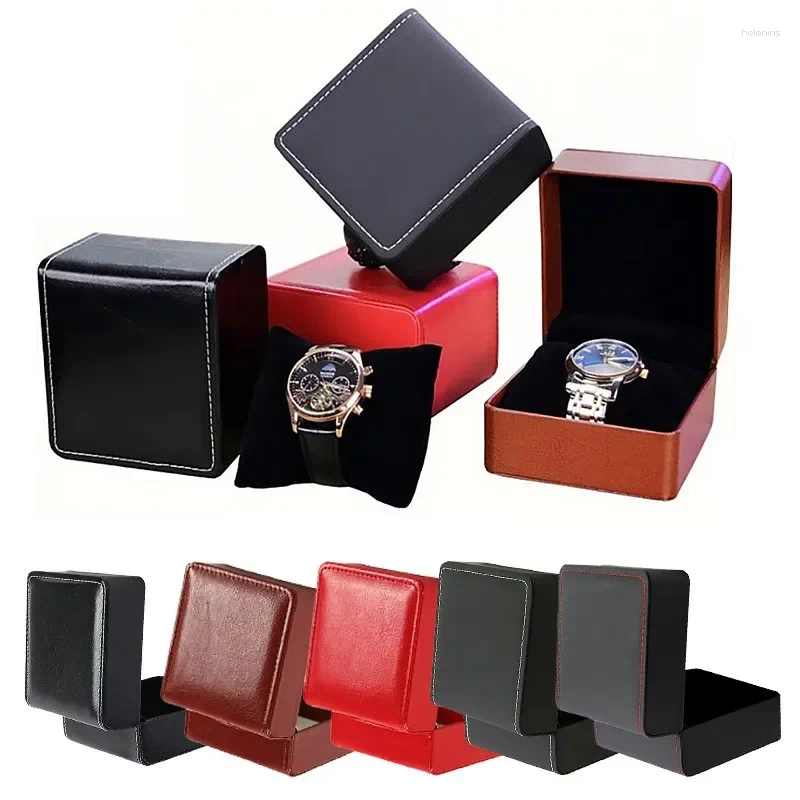 Bolsas de jóias caixa de relógio de couro pu requintado display presente embalagem armazenamento titular relógio de pulso caja para relojes organizador