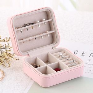 Sieradenzakken pu mini box reizen draagbare ring ketting armband oorbellen opslag rits zipper organisator meisje geschenkhouder dozen accessoires