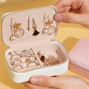 Pochettes à bijoux Pu organisateur affichage étui de voyage boîtes Portable médaillon collier boîte en cuir stockage boucle d'oreille porte-anneau