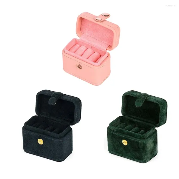 Bolsas de joyería PU / Caja de terciopelo Mini Caja de anillo de boda 4 Slot Ear Studs Collar Soporte de embalaje Decoración de almacenamiento para el hogar